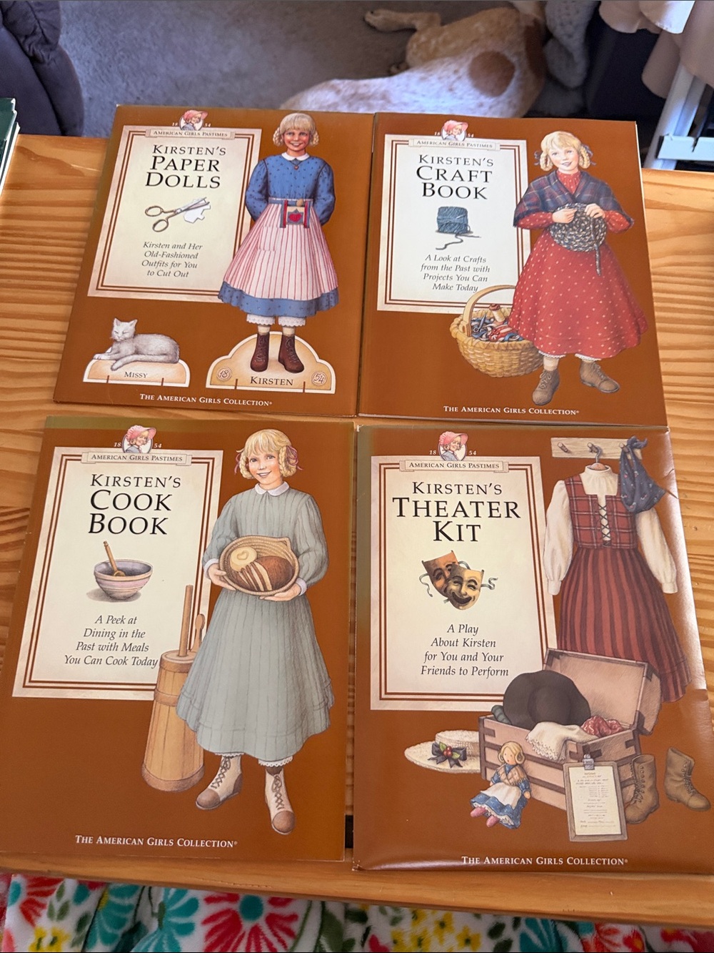 Vtg American Girl Kirsten Pastimes Set of 4 Theater, Paper Dolls, Cook, Craft